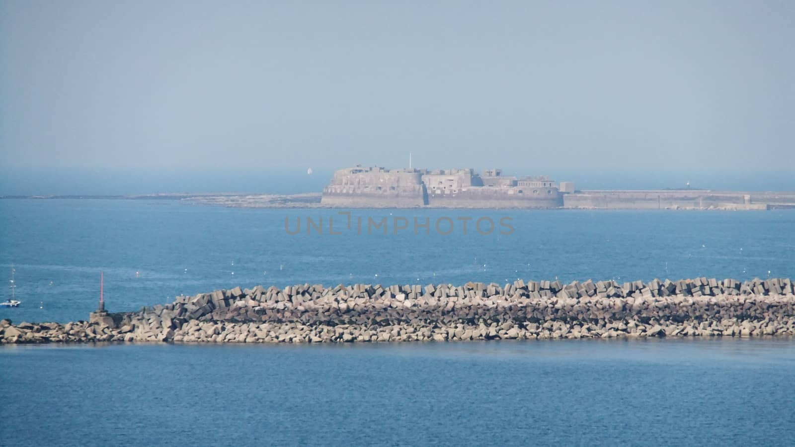 Fort Central, Cherbourg Harbour a harbour in France, is believed to be the second largest artificial harbour in the world.