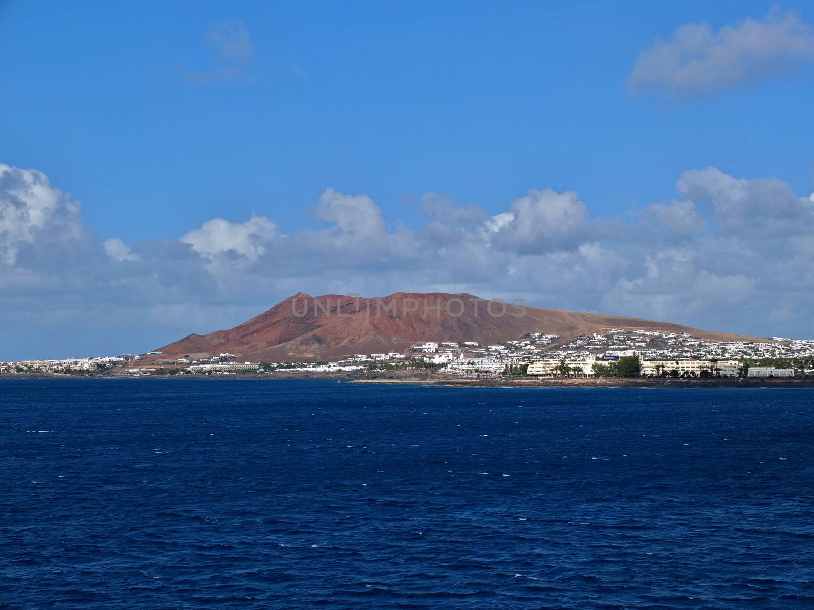Lanzarote from boat on the way to Fuerteventura