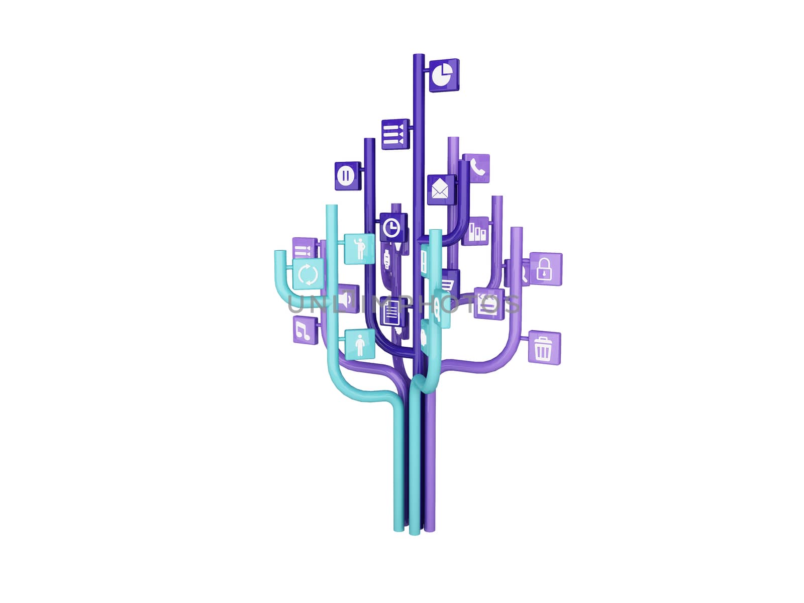 the tree consisting of the icons on the topic of social media by teerawit