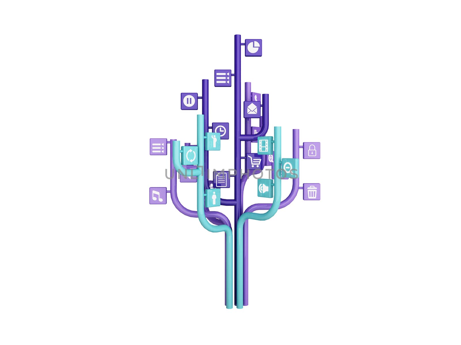 the tree consisting of the icons on the topic of social media by teerawit