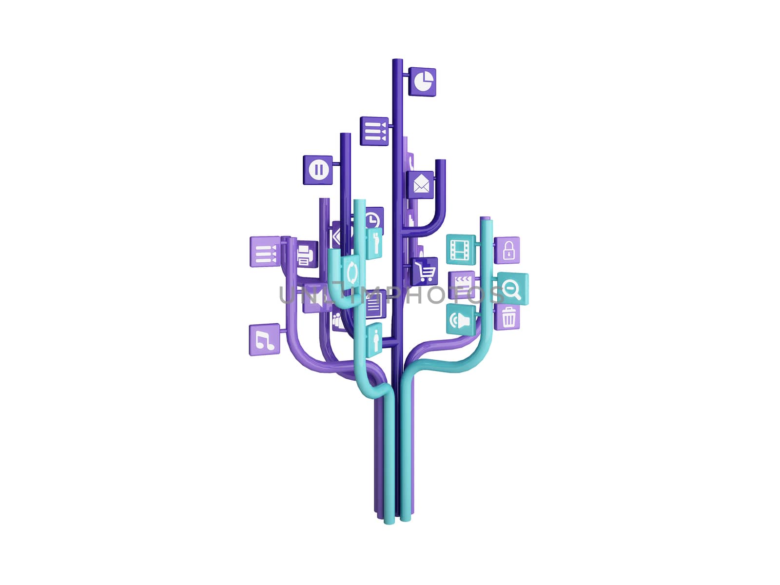 the tree consisting of the icons on the topic of social media