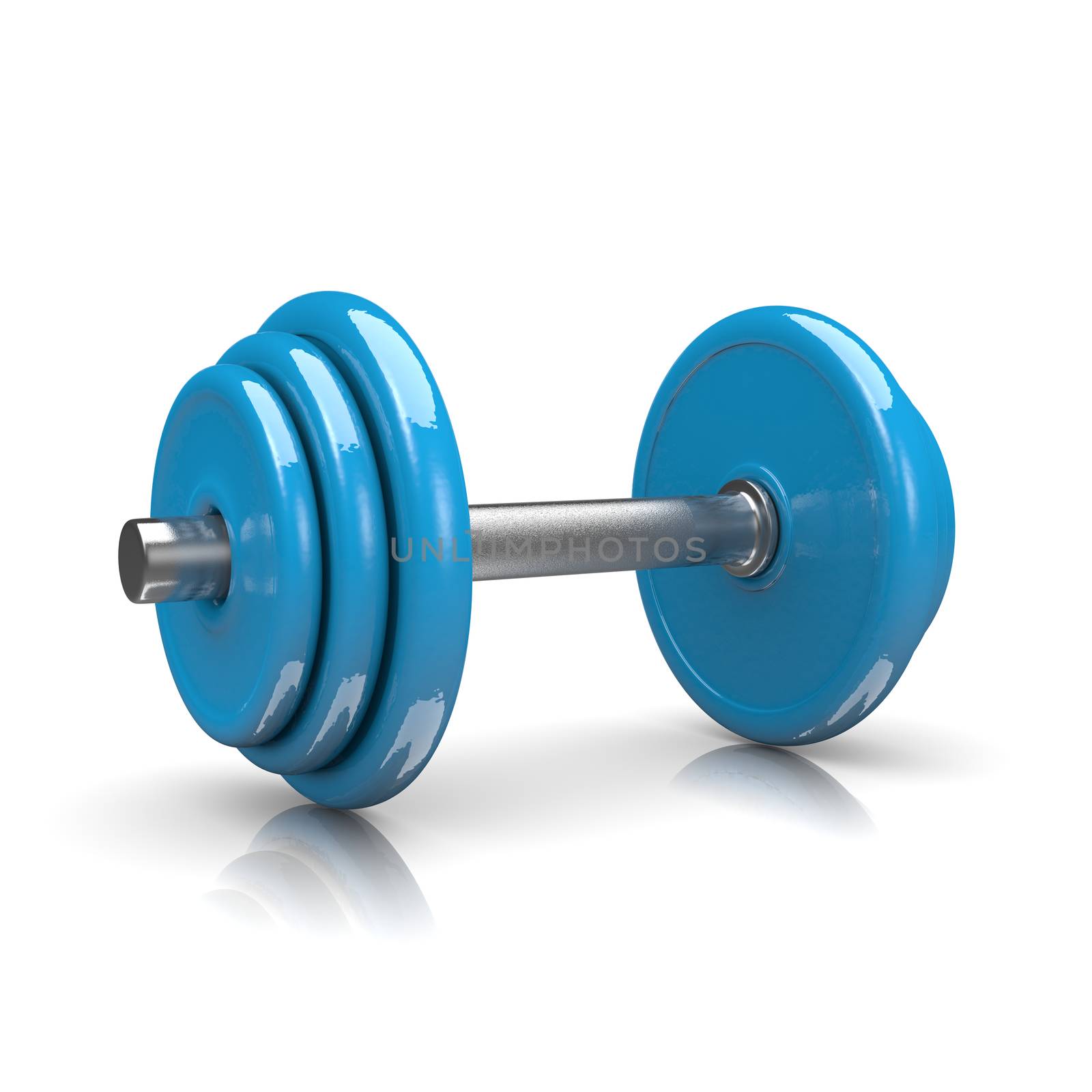 Blue Weight on White Background 3D Illustration