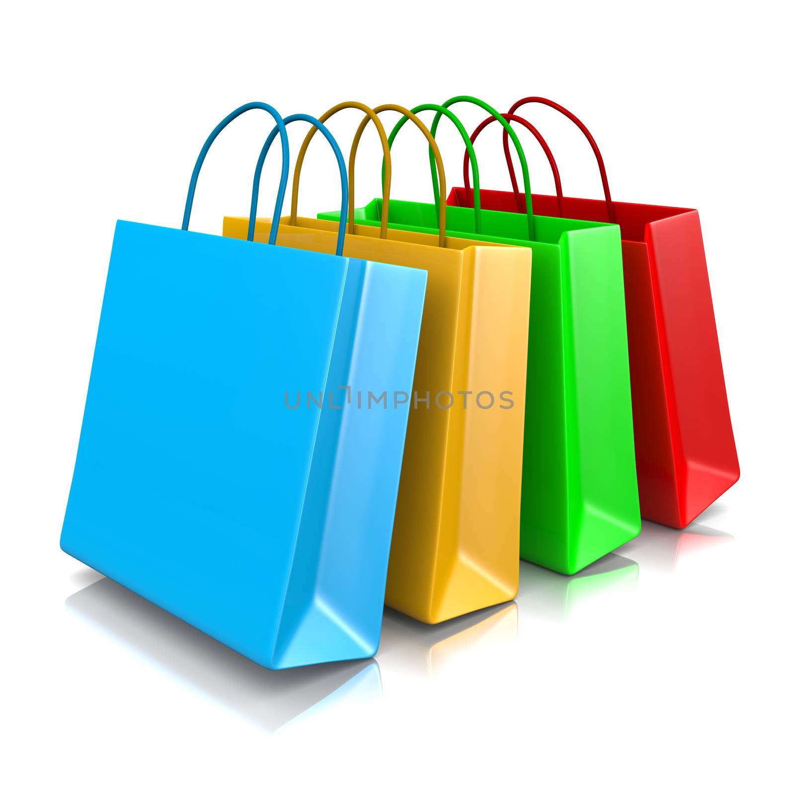 Colorful Shopping Bags Isolated on White Background 3D Illustration