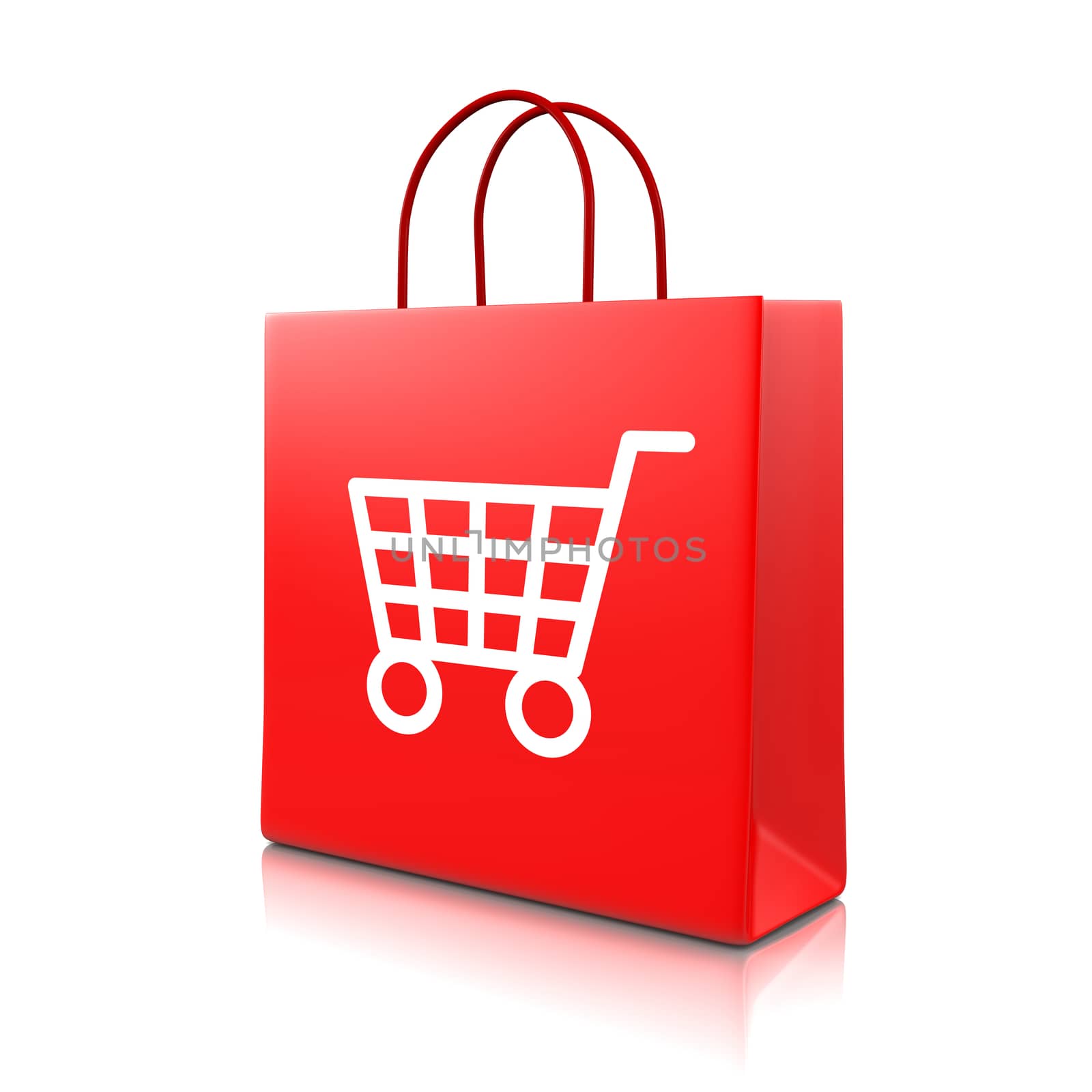 Red Shopping Bag with Cart by make