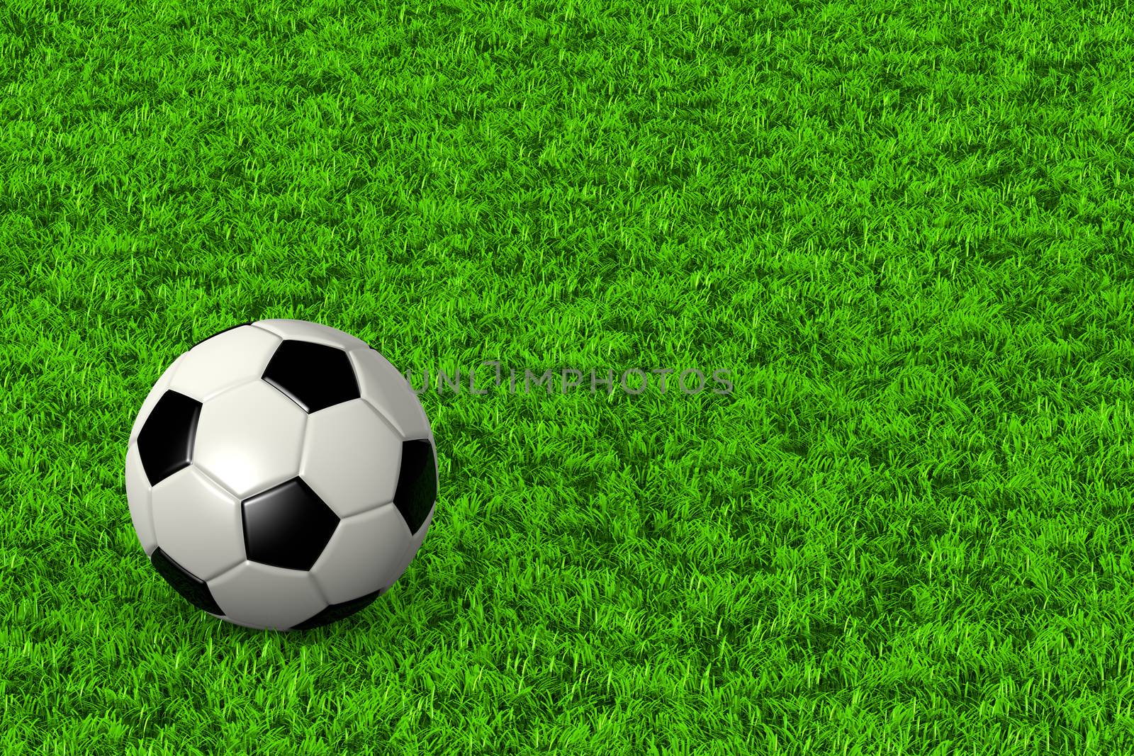 Soccer Ball on Grass Field Background 3D Illustration