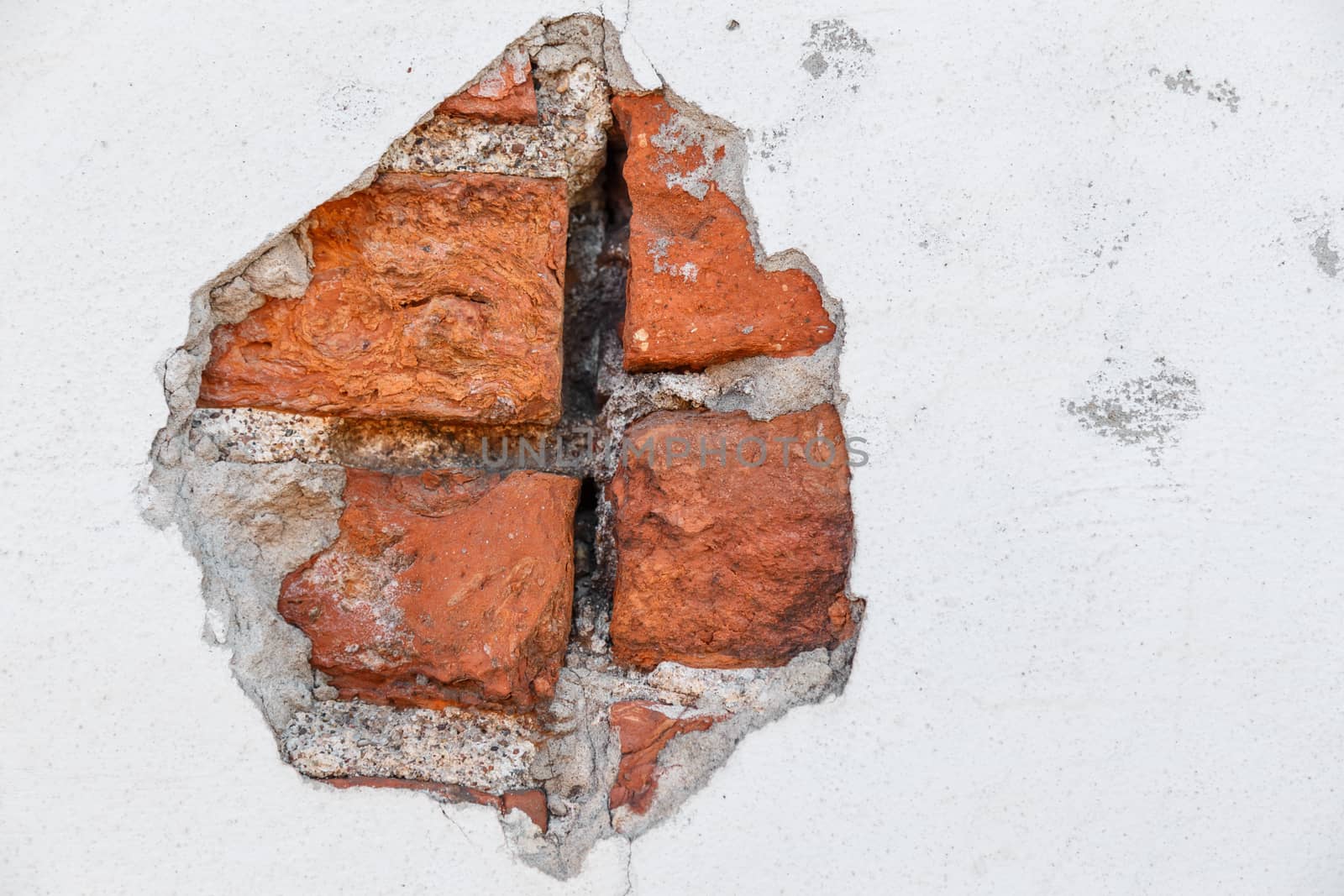 chipped concrete and brick wall an old building