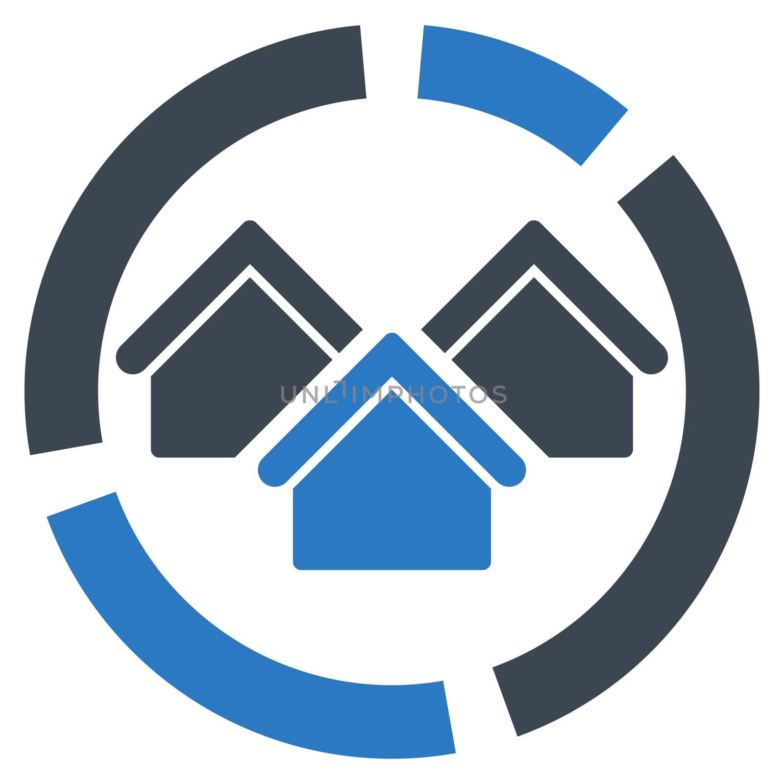 Realty diagram icon from Business Bicolor Set. Glyph style is bicolor flat symbol, smooth blue colors, rounded angles, white background.