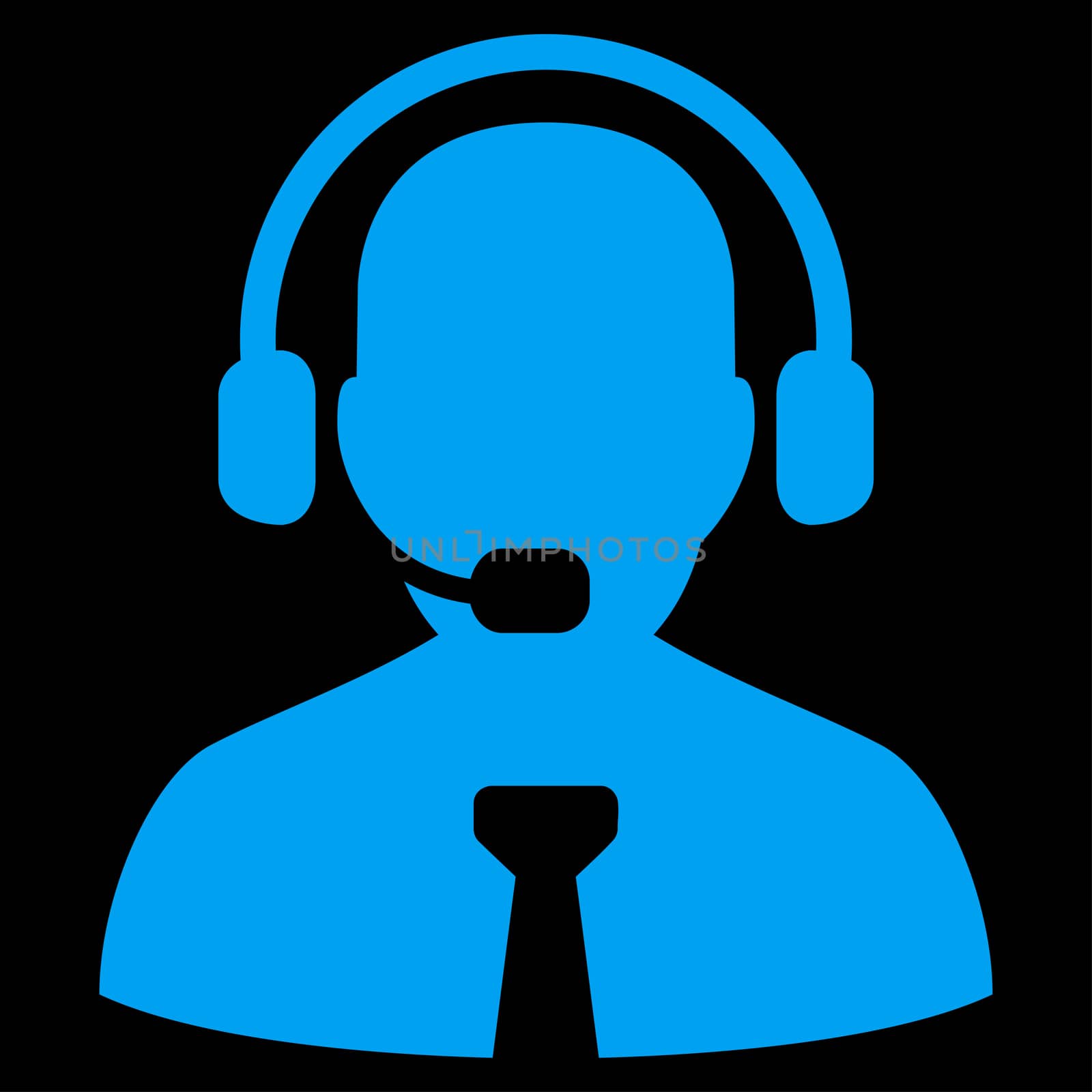 Support chat icon. Glyph style is flat symbol, blue color, rounded angles, black background.