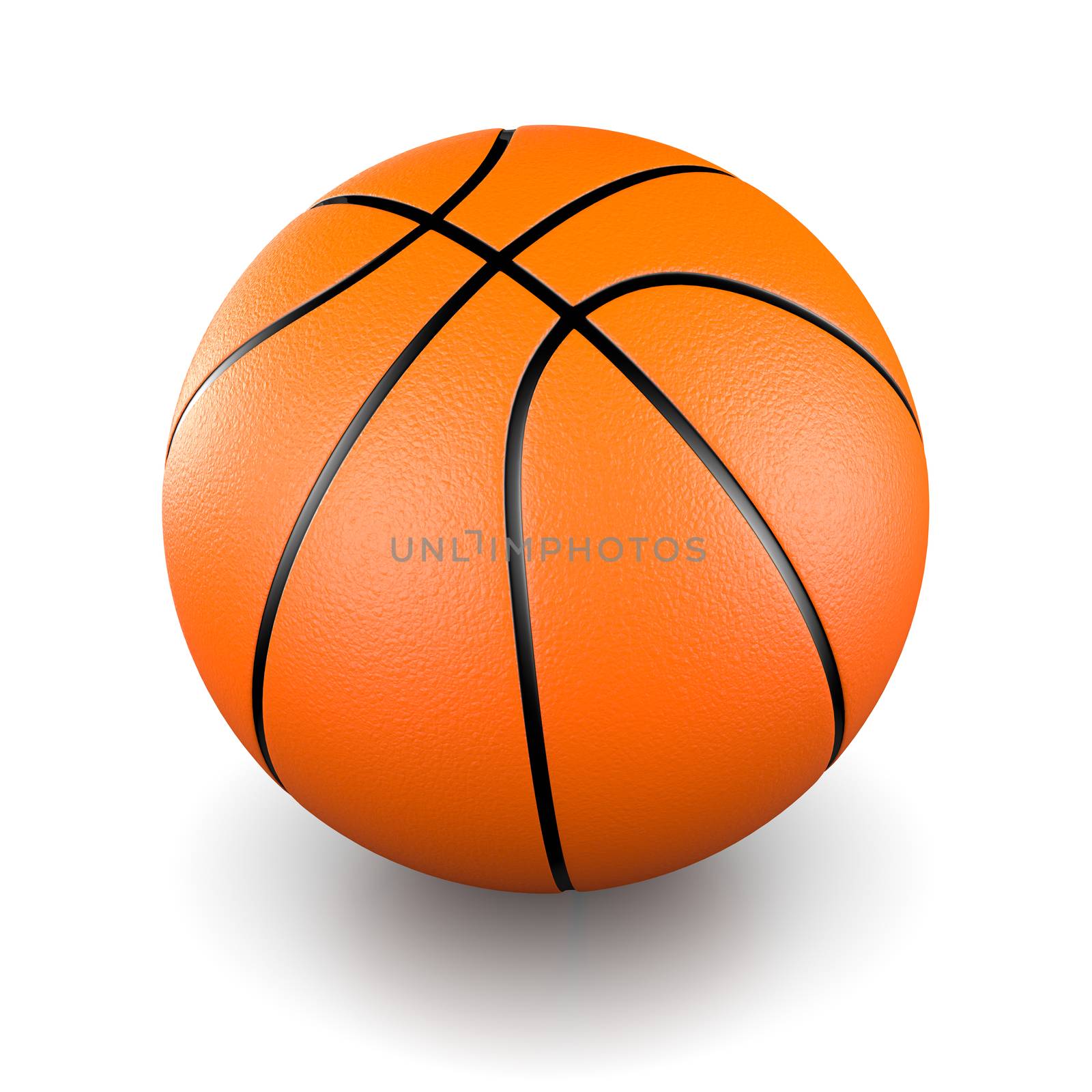 One Single Basketball 3D Illustration on White Background Studio