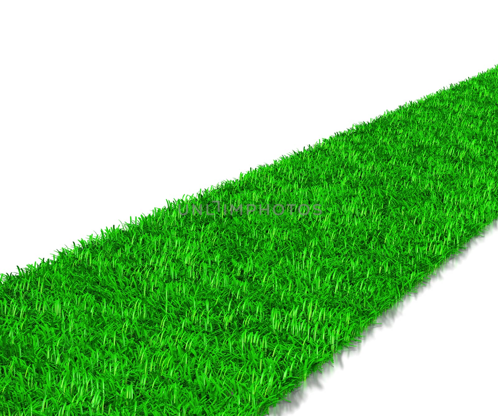 Green Grass Way 3D Illustration on White Background