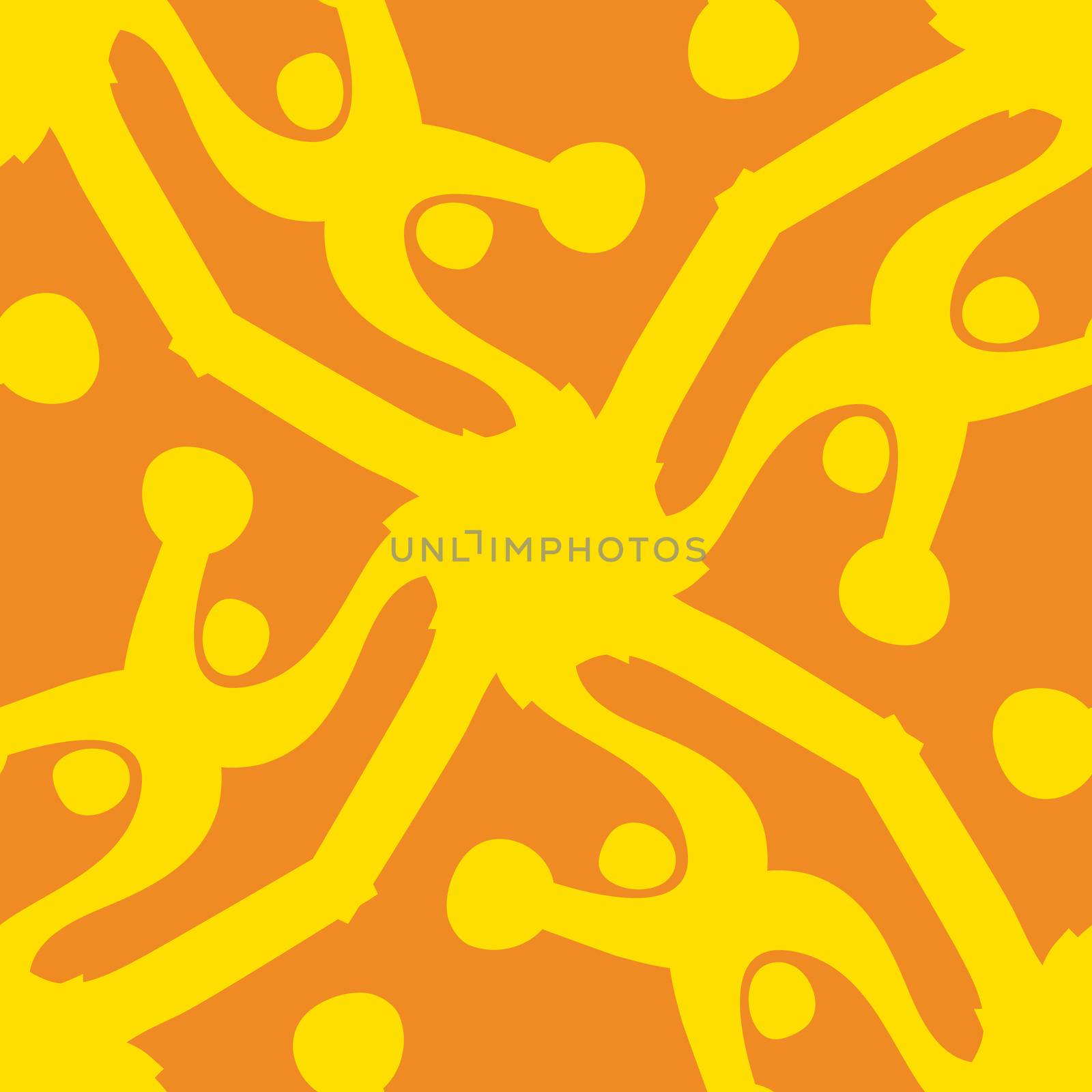 Seamless yellow background pattern of abstract circuit shapes