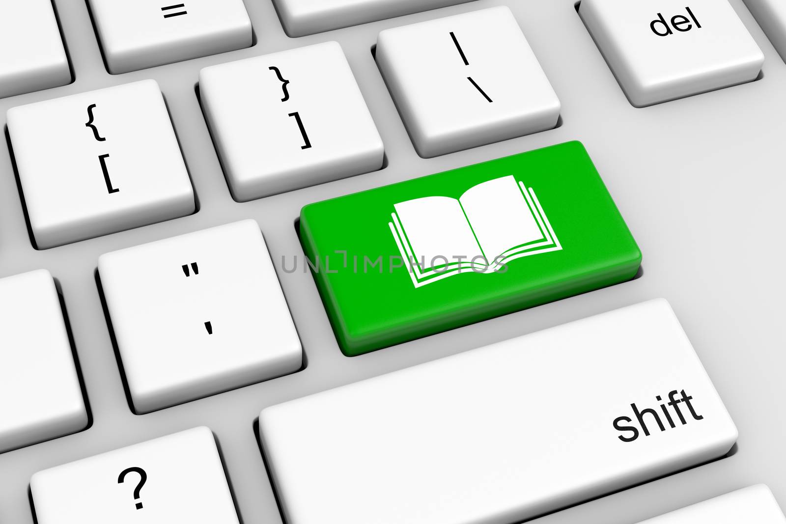 Computer Keyboard with Green Book Button Illustration