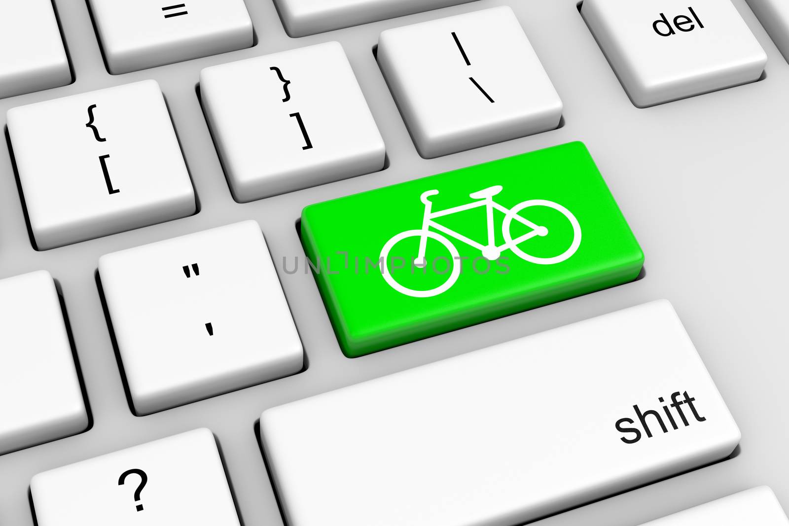 Computer Keyboard with Green Bike Button Illustration