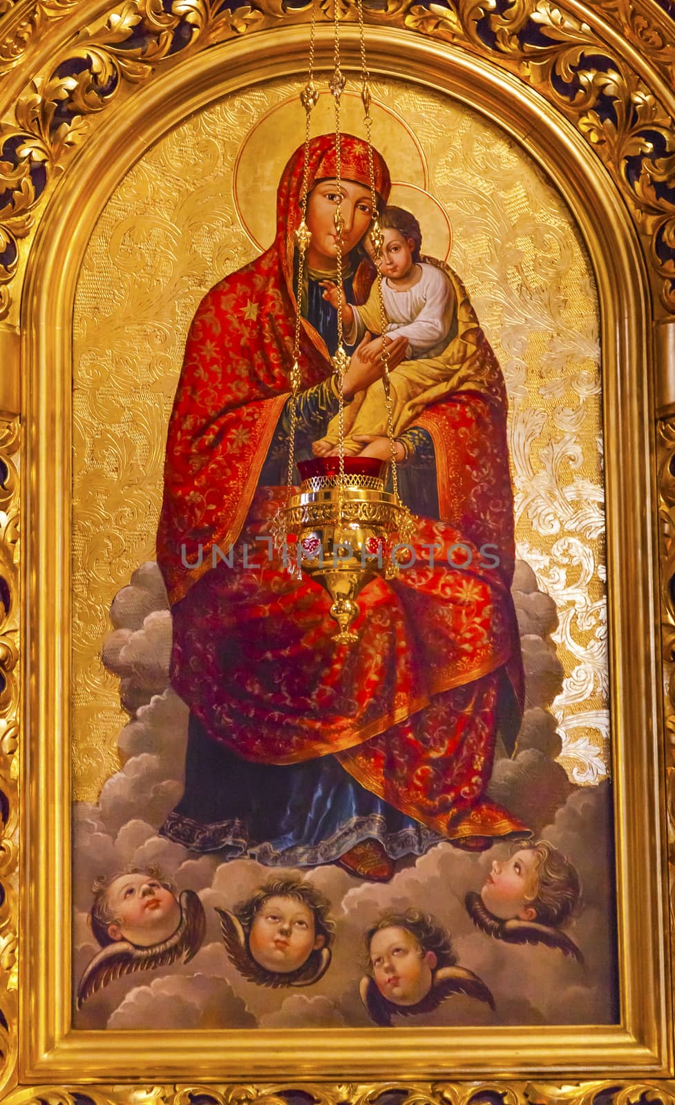 Golden Mary Icon Basilica Saint Michael Monastery Cathedral Kiev Ukraine by bill_perry