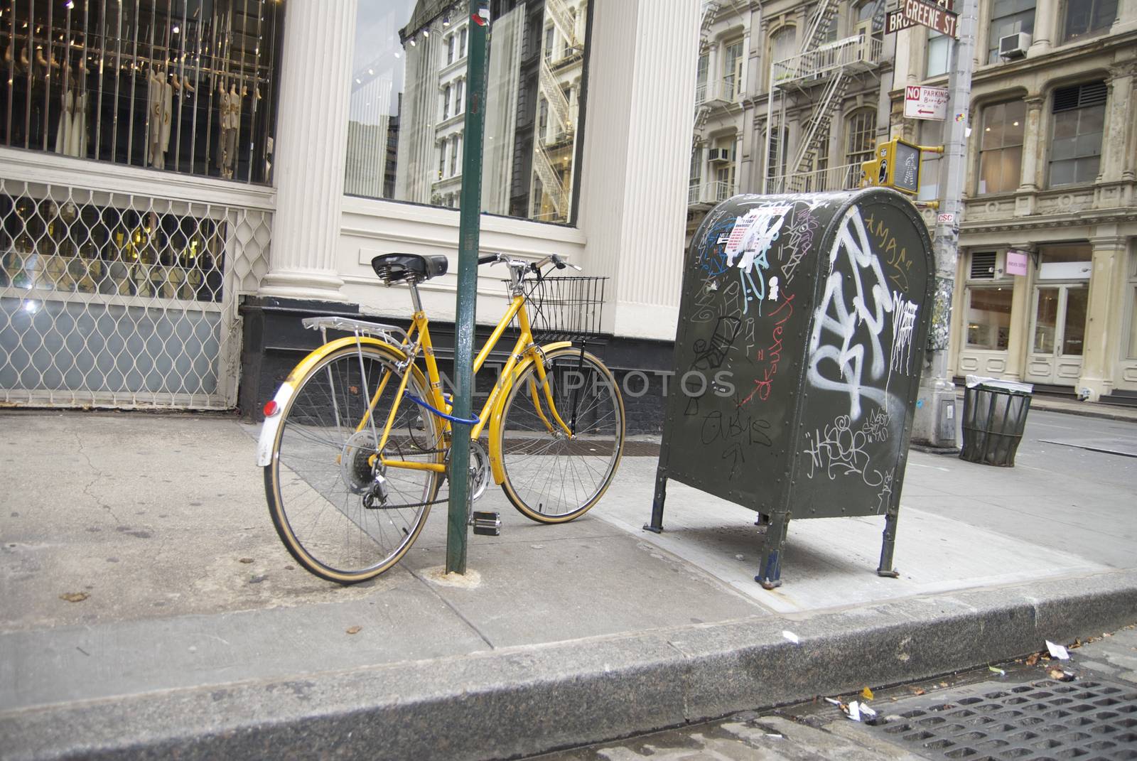 New York City street scene - soho area -bike