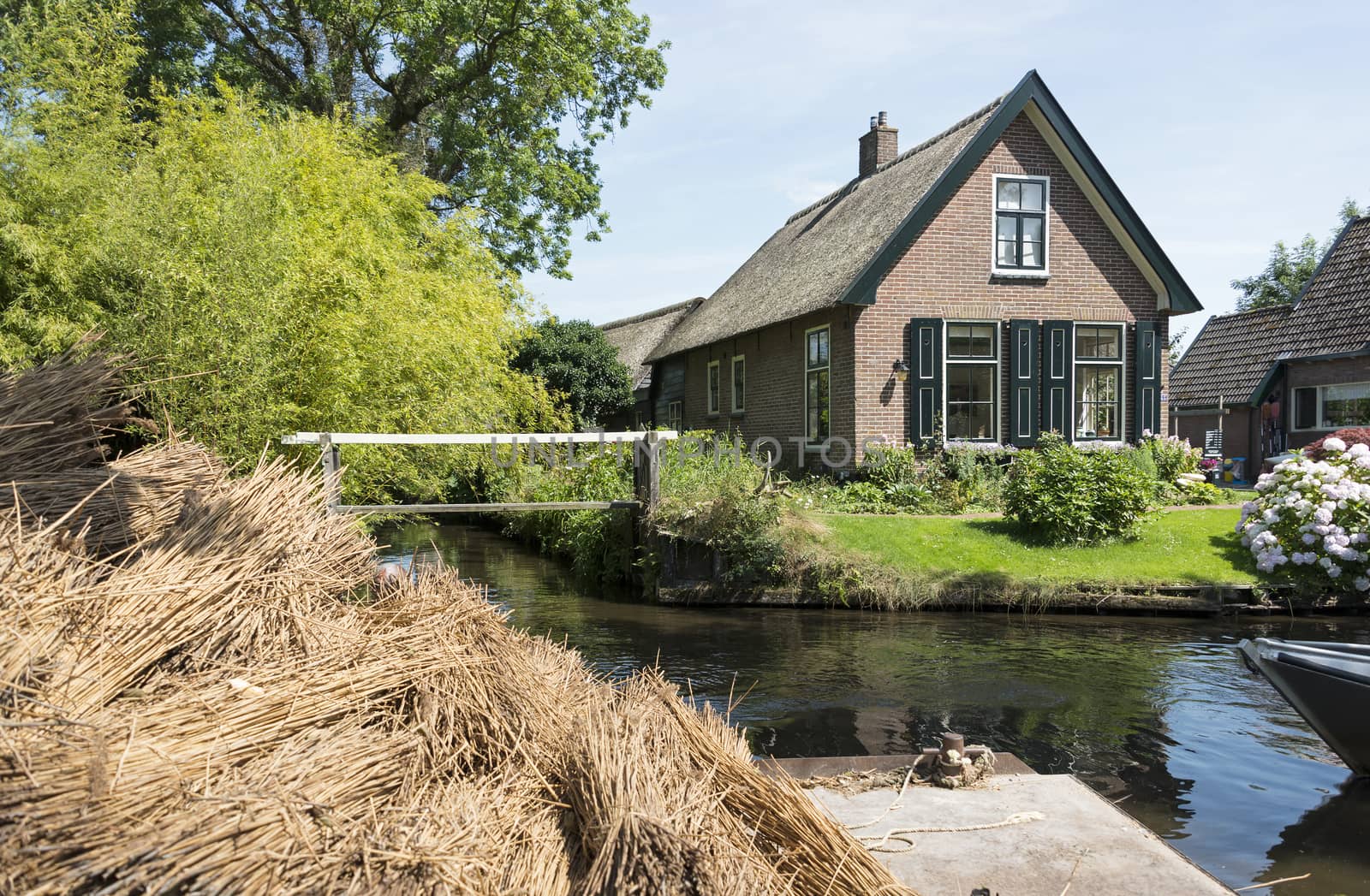 Hay and bales of straw for the roof in the ducth place giethoorn, called the venice of the north