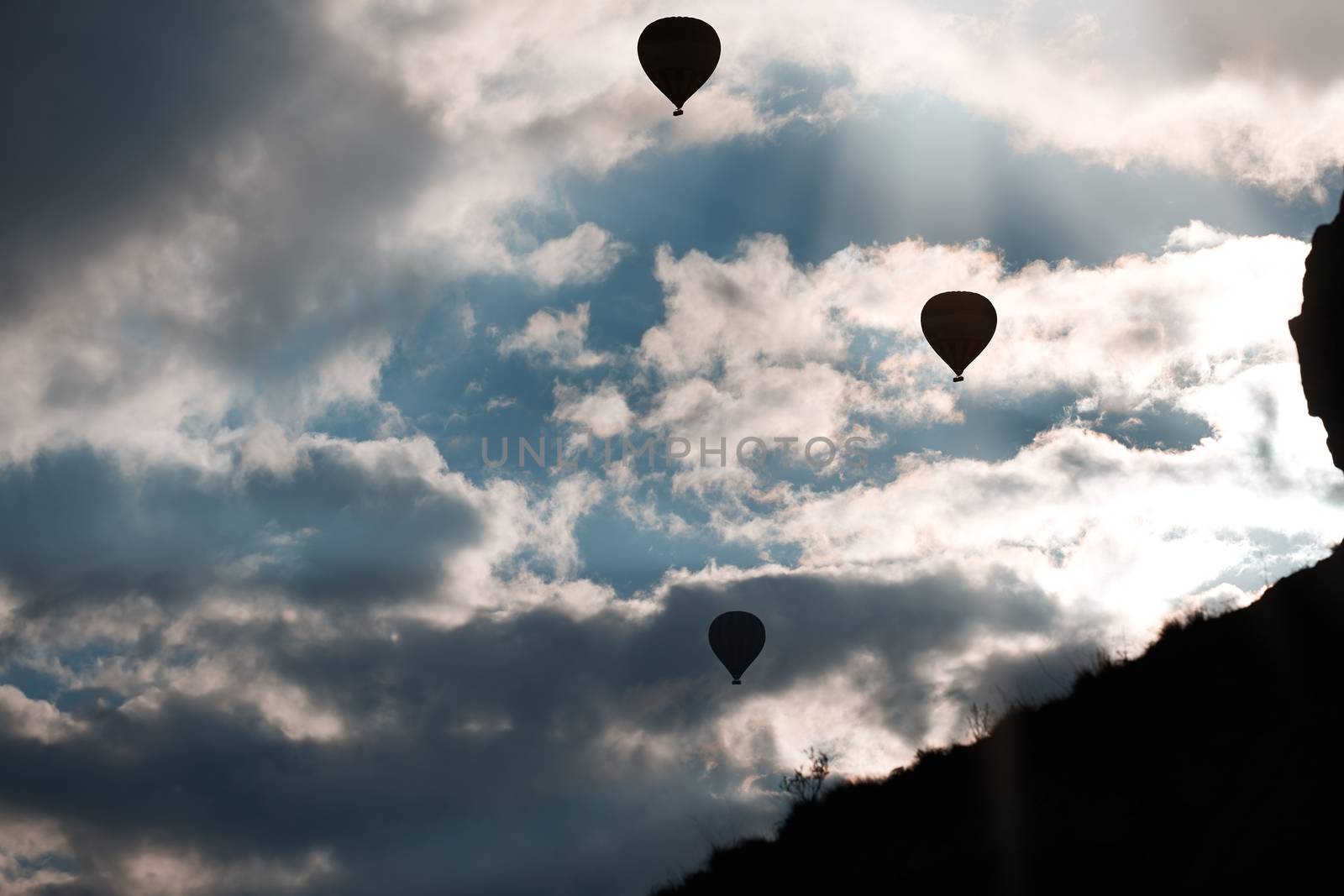 Silhouette of air balloons in the sky