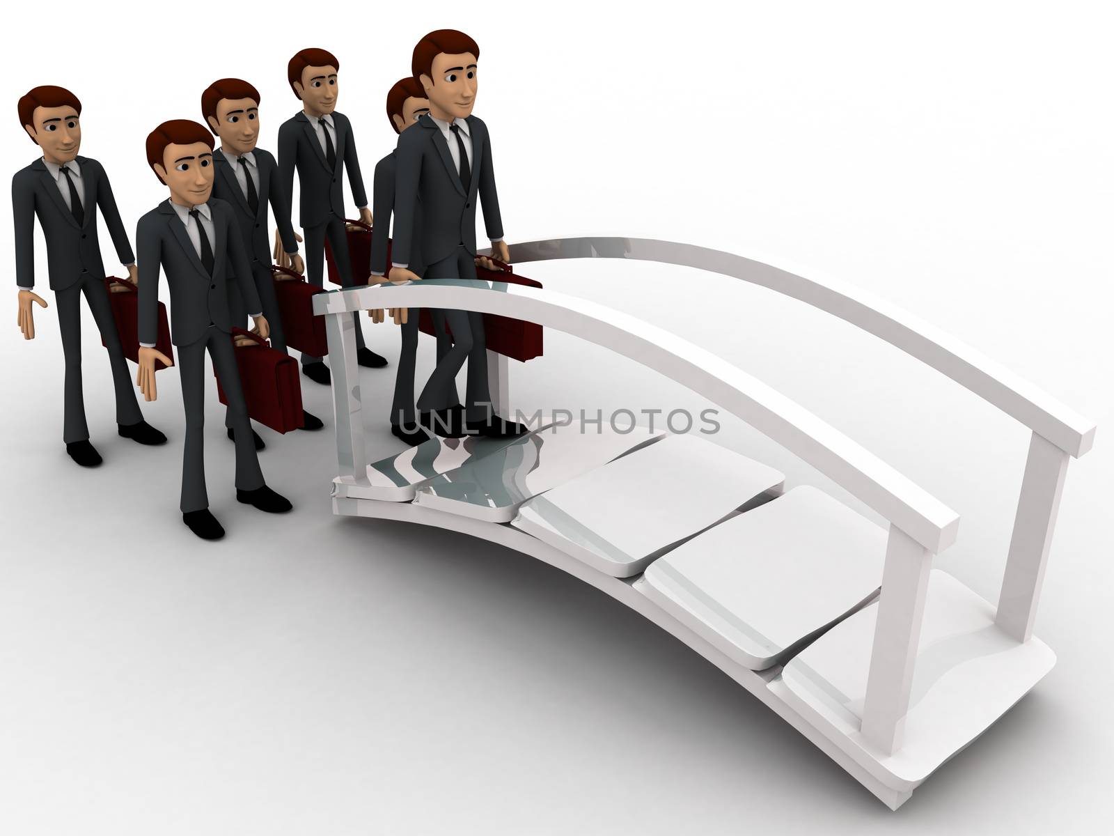 3d man going for work and crossing bridge concept by touchmenithin@gmail.com