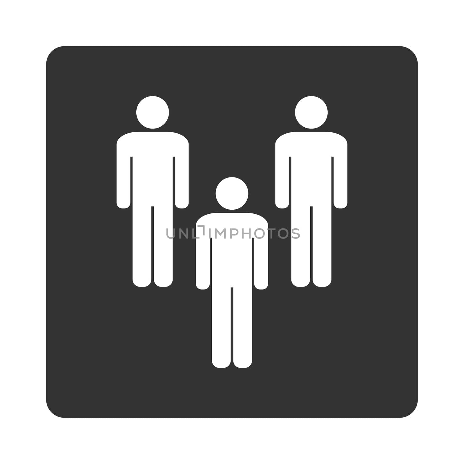 Community icon. Glyph style is white and gray colors, flat rounded square button on a white background.