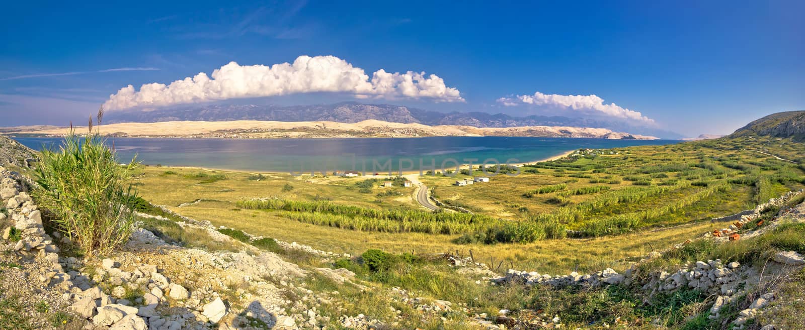 Island of Pag Metajna bay panorama, Dalmatia, Croatia
