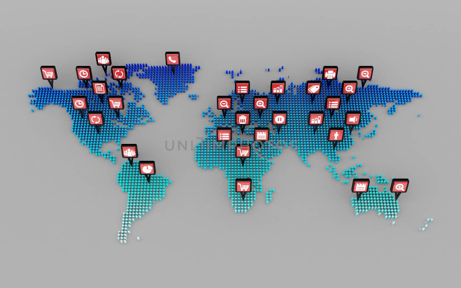social media icons concept and world map dot by teerawit