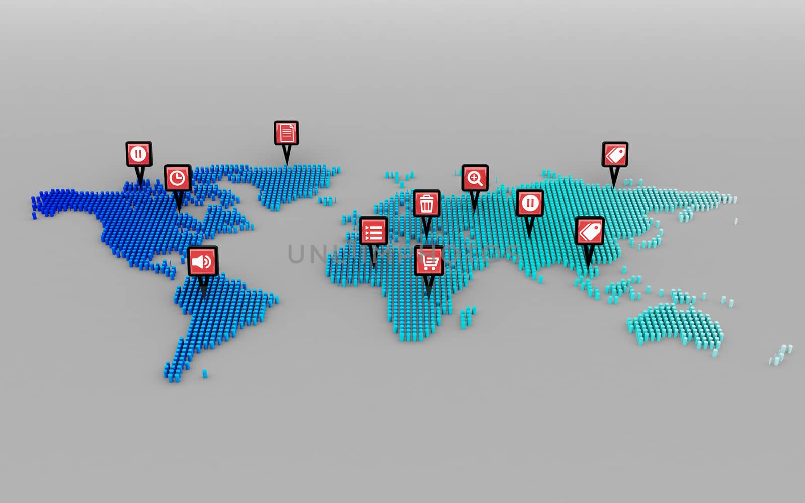 social media icons concept and world map dot