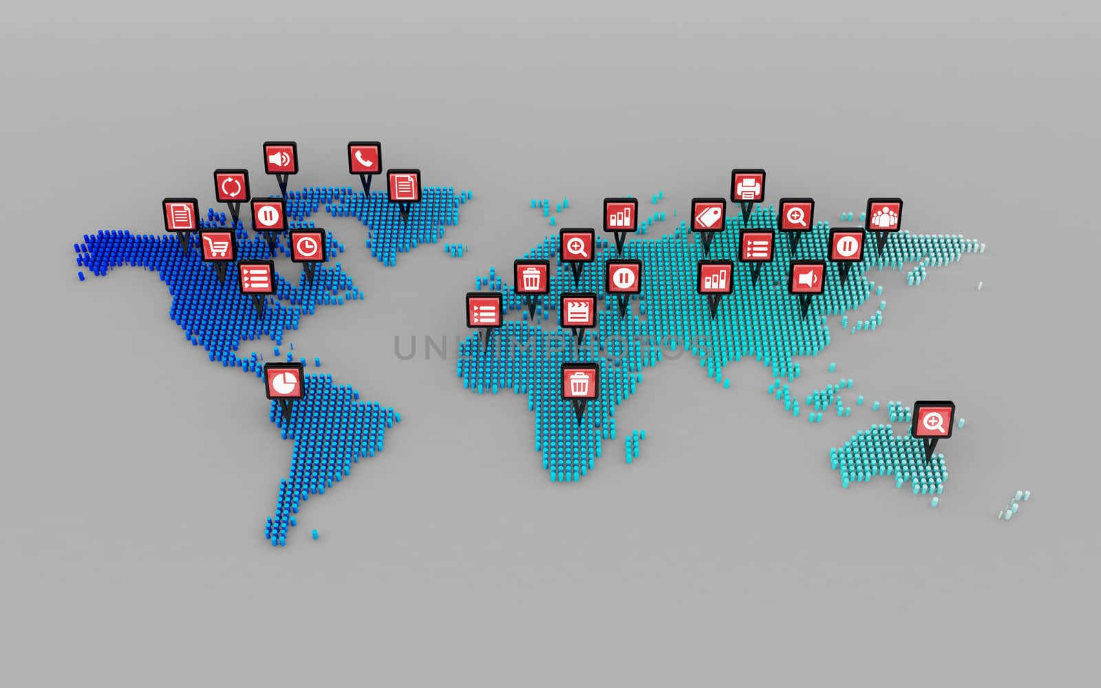 social media icons concept and world map dot by teerawit