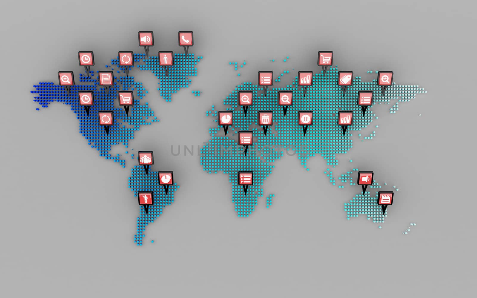 social media icons concept and world map dot by teerawit