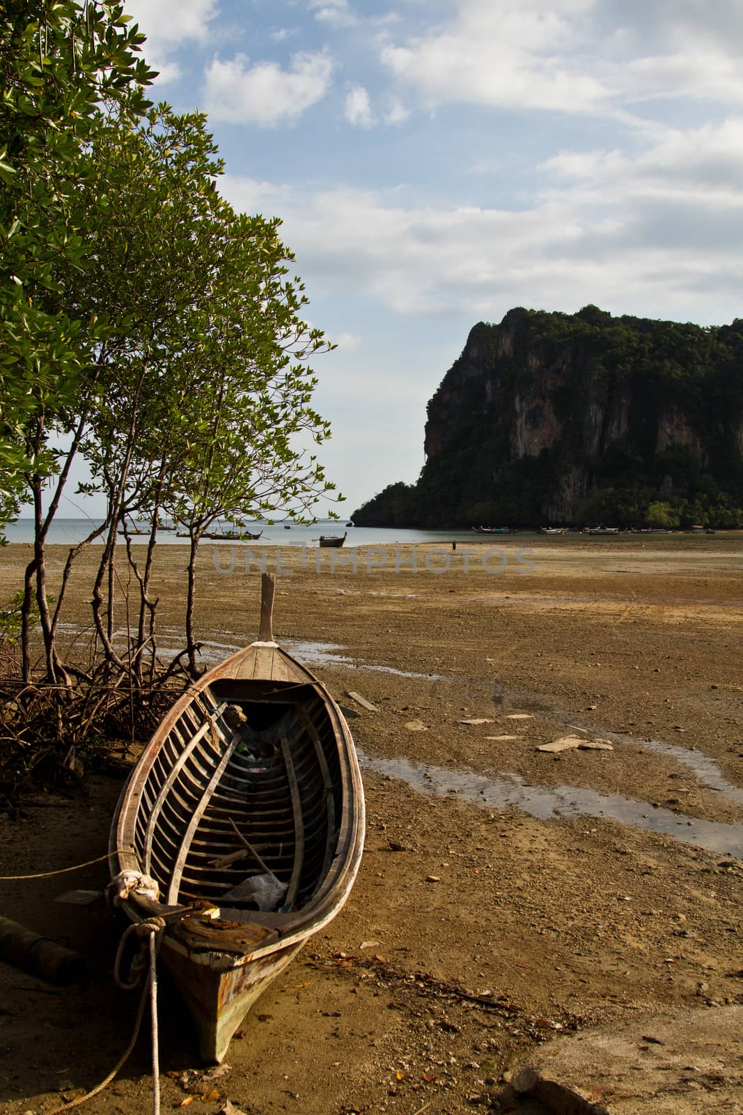 Long tail boat  in Railay Beach Thailand