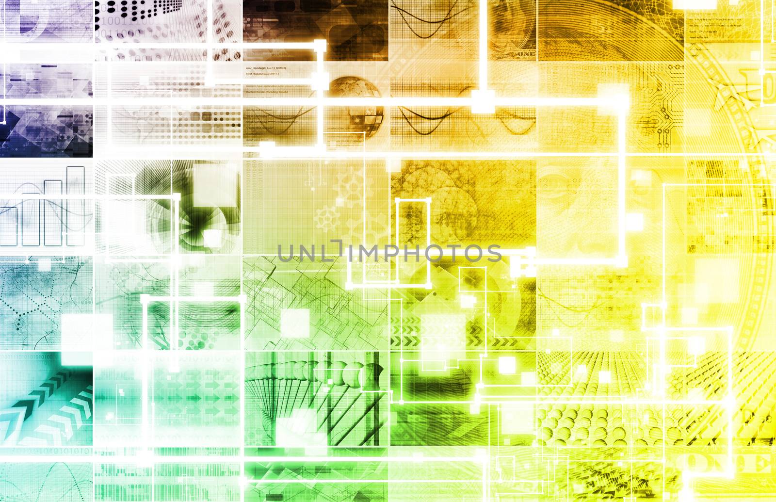 Technology Background with Geometric Shapes Moving Art