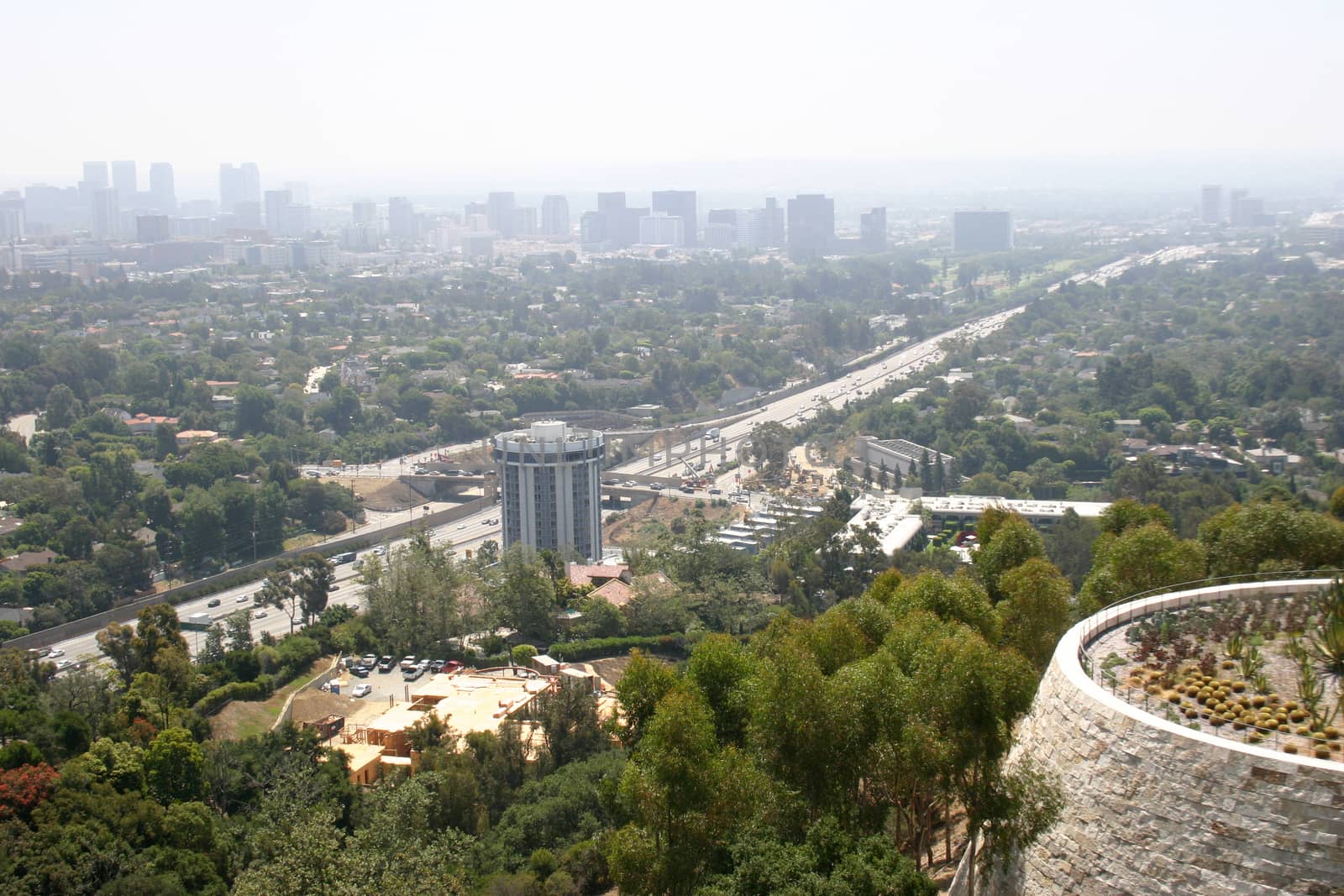 View of Downtown LA on a smoggy day

