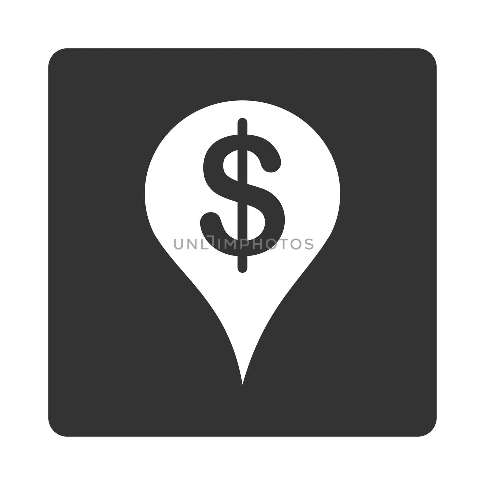 Placement icon. This flat rounded square button uses white and gray colors and isolated on a white background.