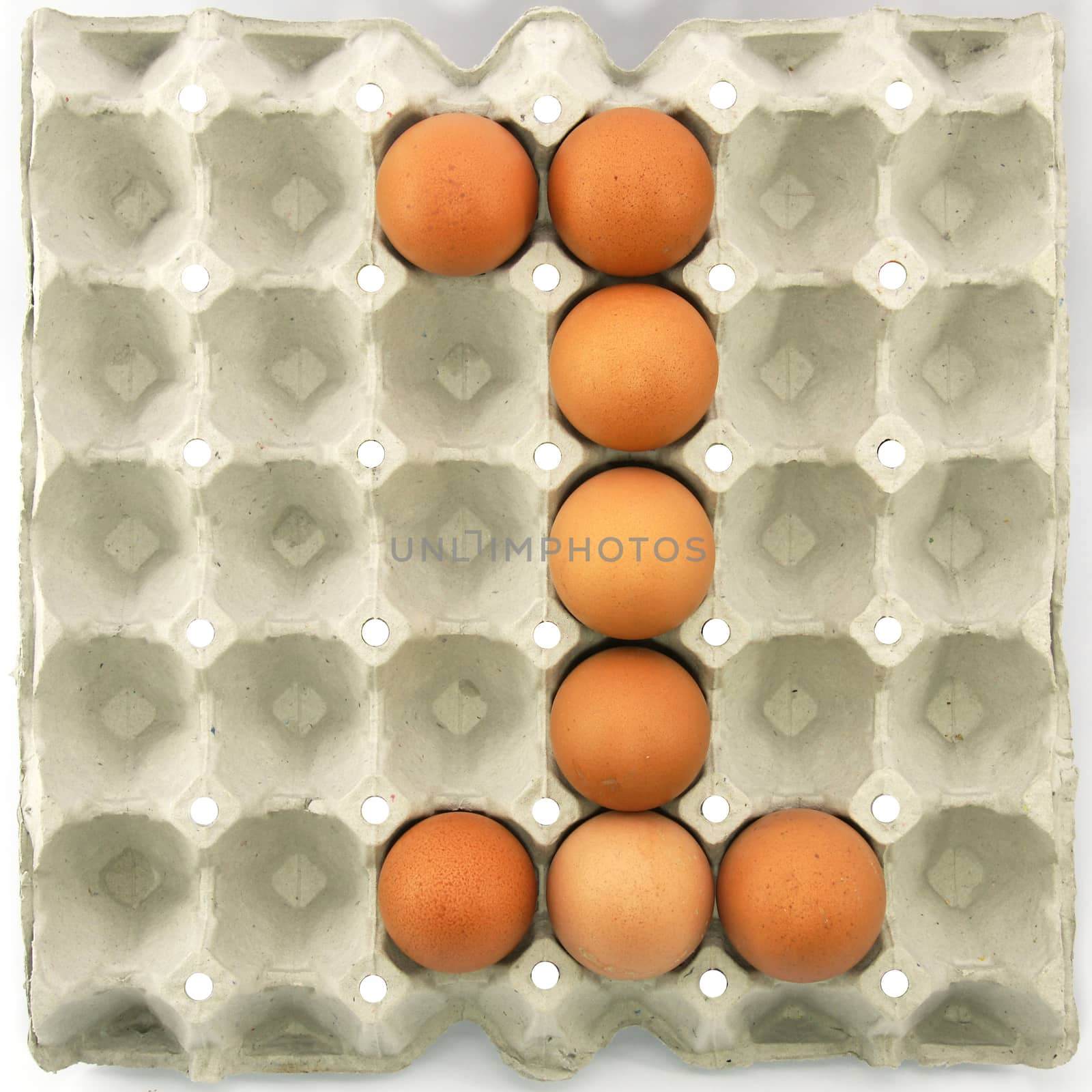 Number one of eggs in the paper package tray