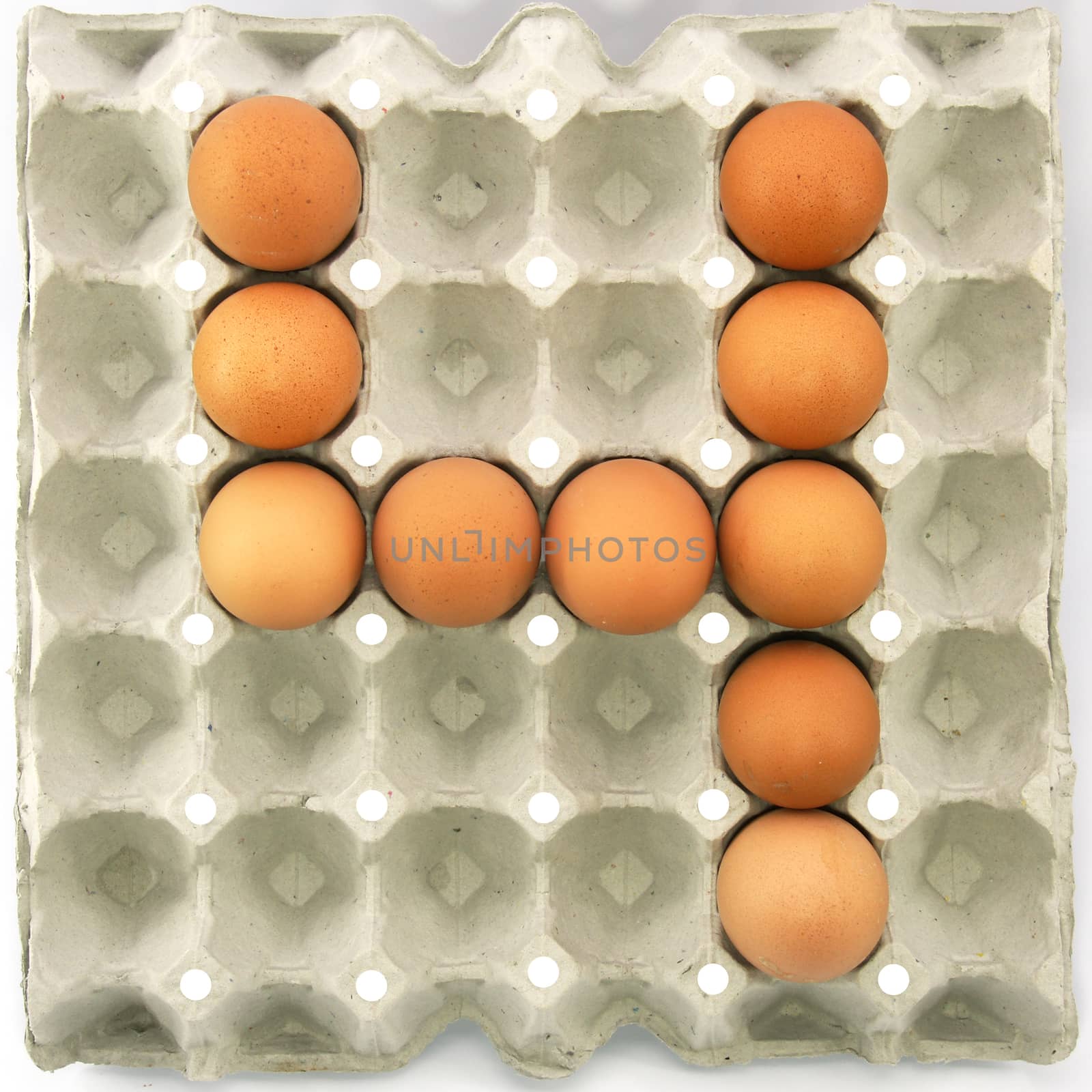 Number four of eggs in the paper package tray