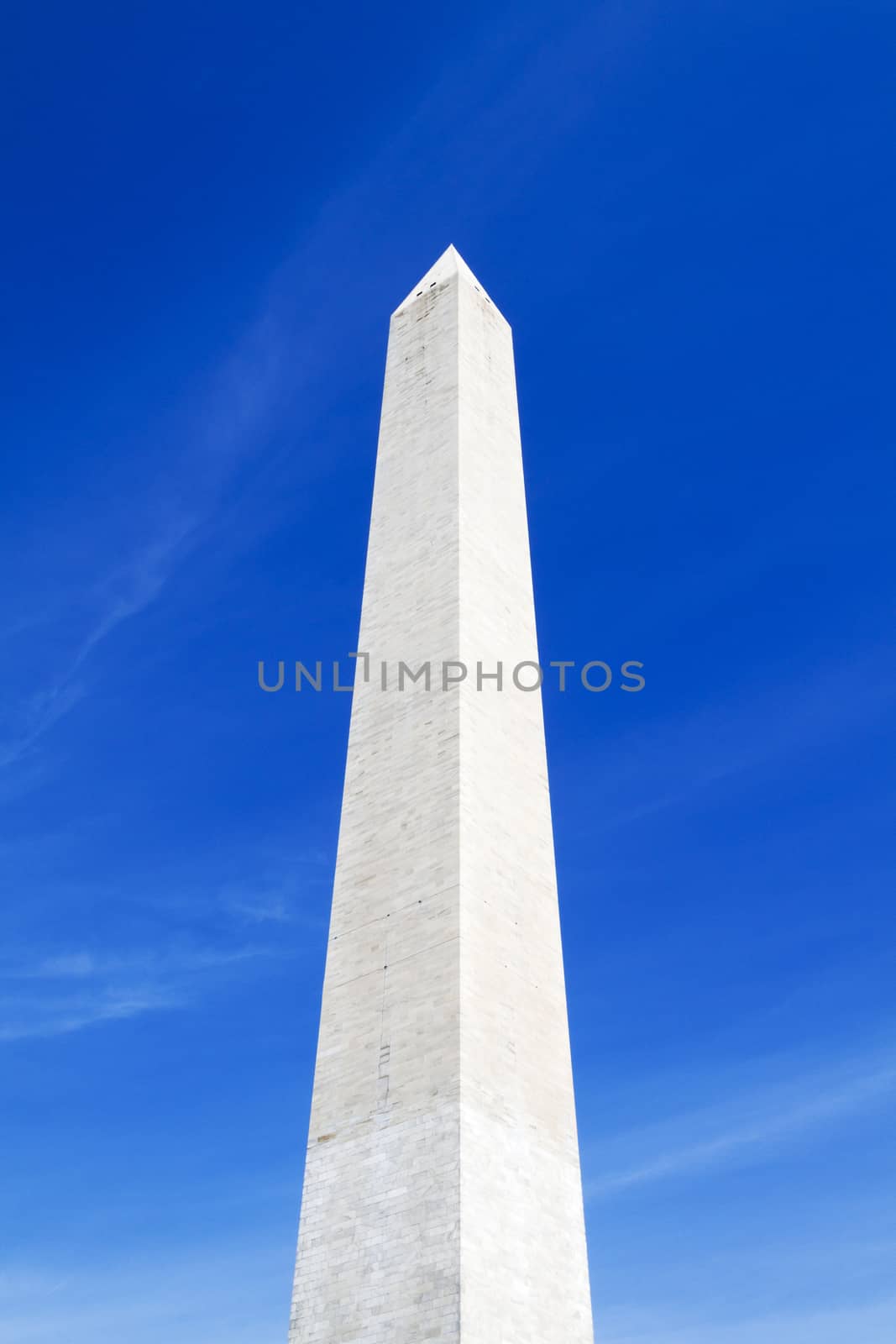 Washington Monument in Washington D.C. soaring into the blue sky