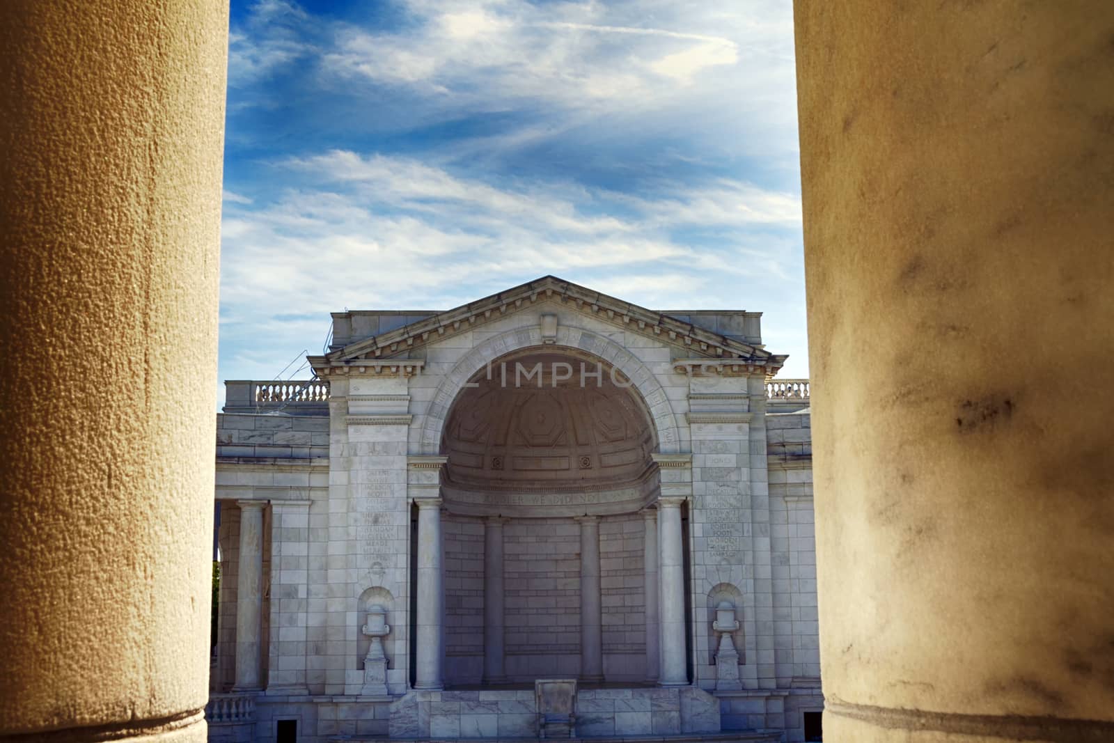 The amphitheater stage for the tomb to unknown soldier in Arlington Cemetery in Virginia, USA