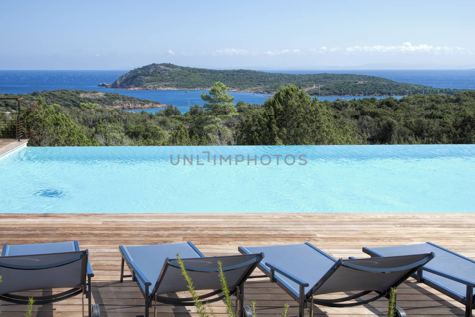 infinity pool and sea in corsica, france, europe