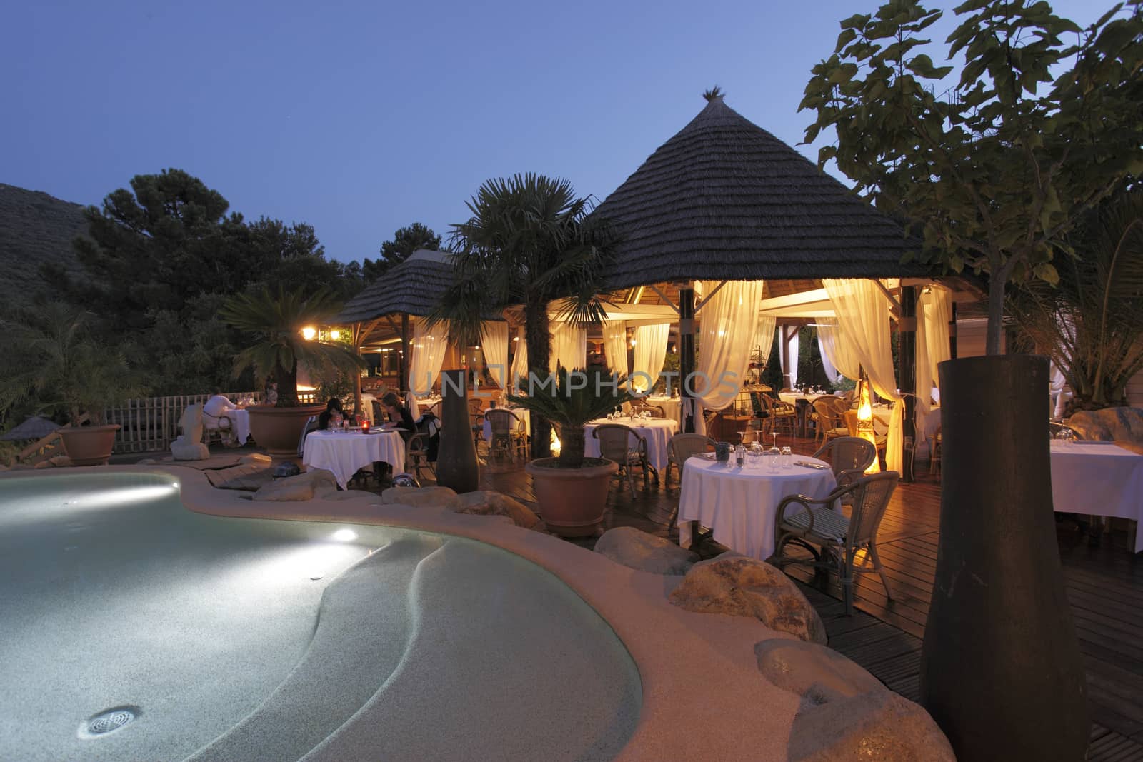 romantic dinner near the pool