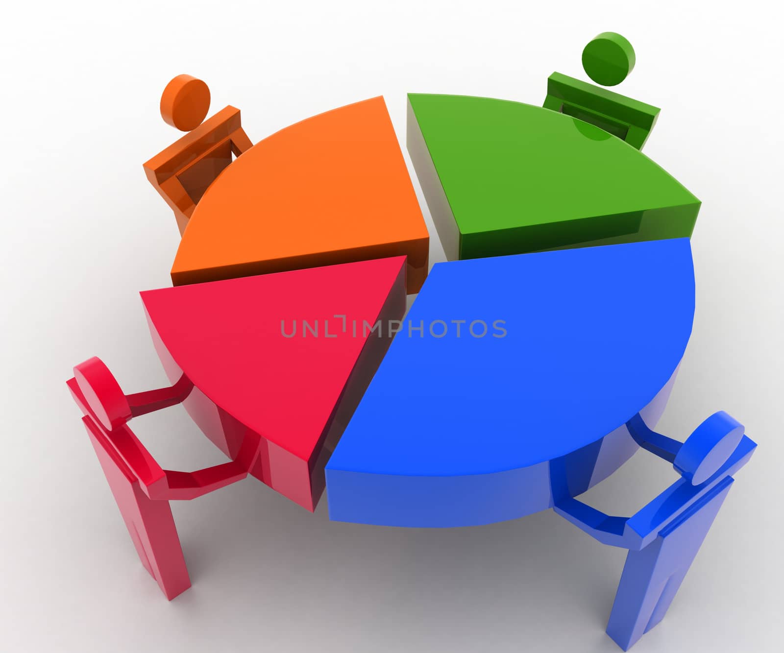 3d man connecting pie graph concept by touchmenithin@gmail.com