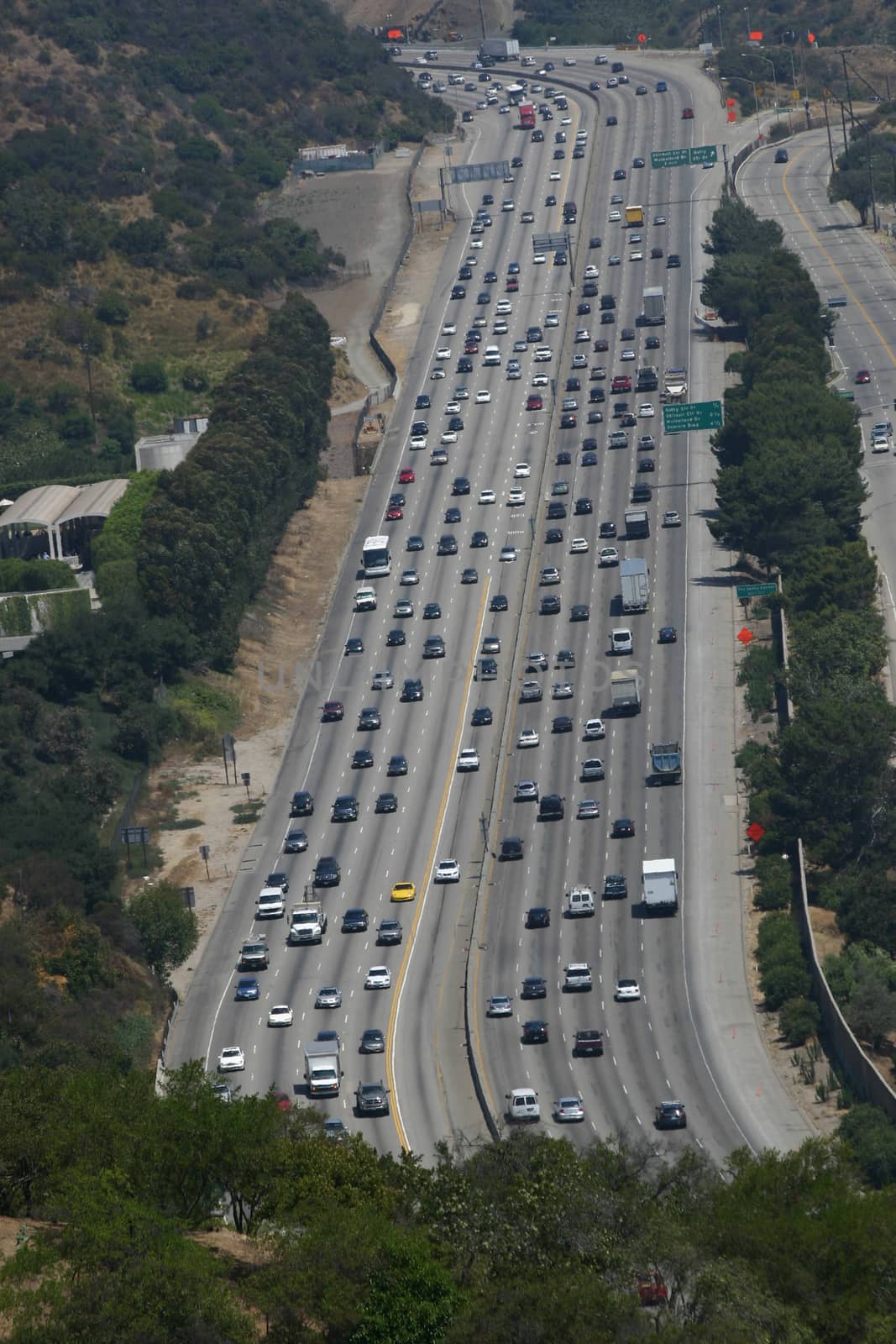 Aerial View of Los Angeles congested highway. California, USA