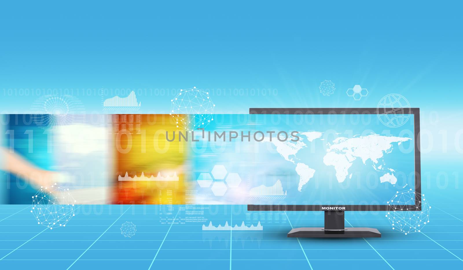 Monitor on abstract background by cherezoff