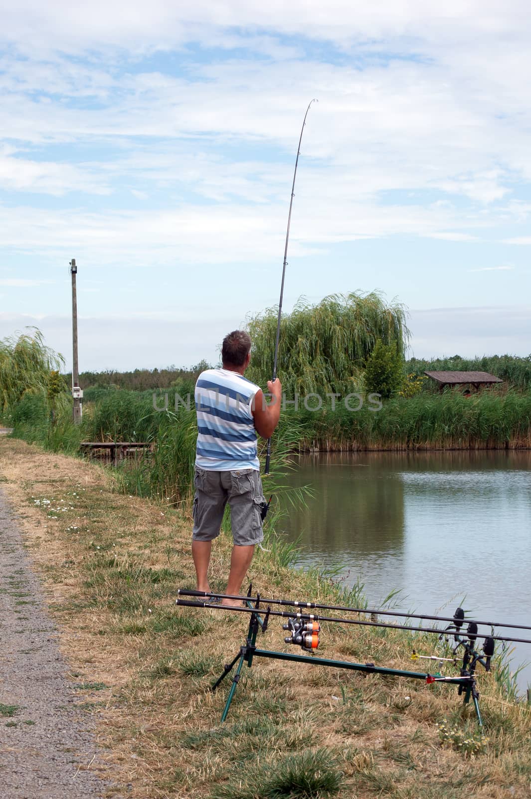 The anglers will fish in the pond.