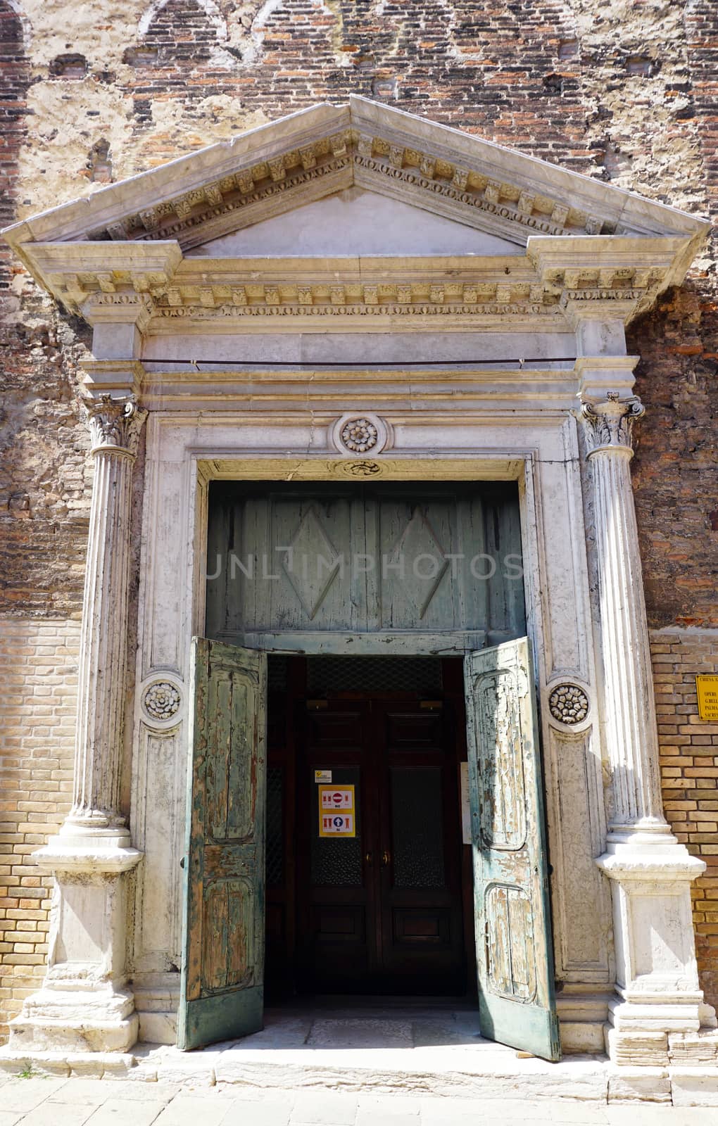 door chuch in Murano, Venice, Italy