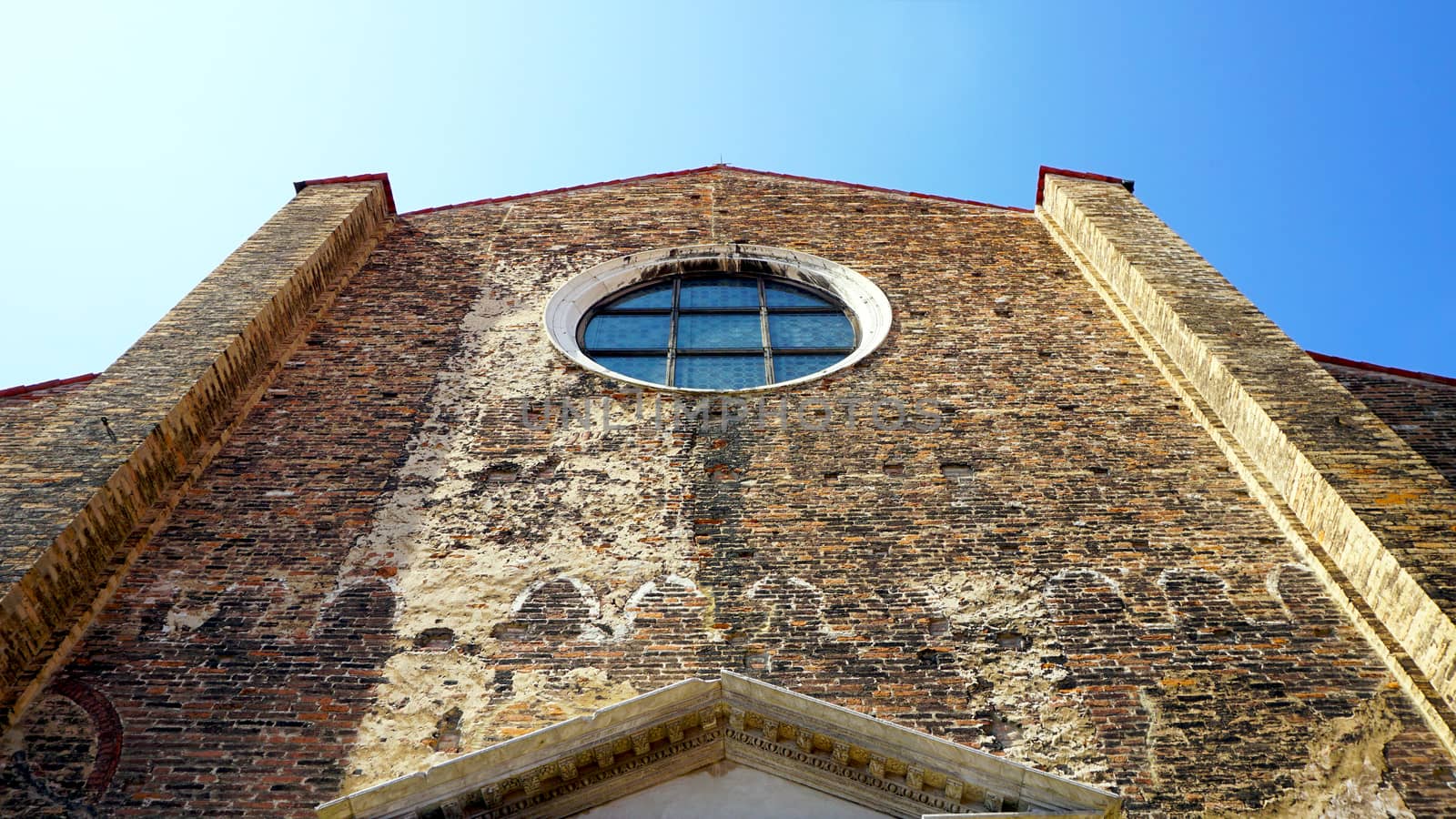 perspective of ancient church architecture in Murano, Venice, Italy