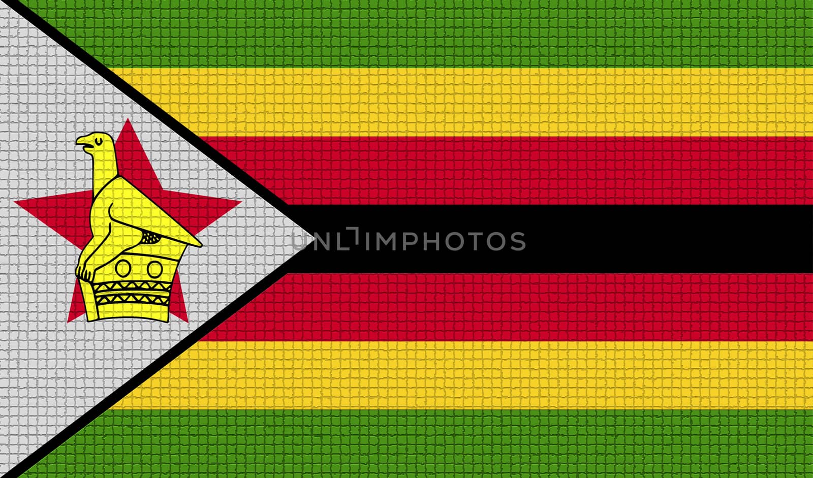 Flags of Zimbabwe with abstract textures. Rasterized version