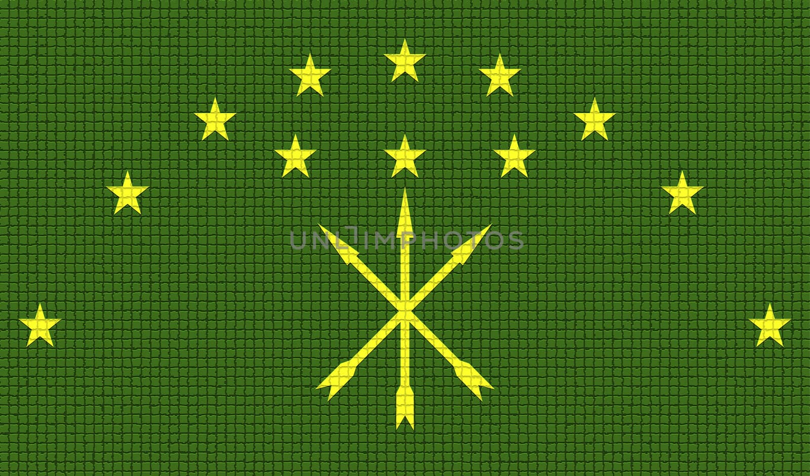 Flags of Adygea with abstract textures. Rasterized version