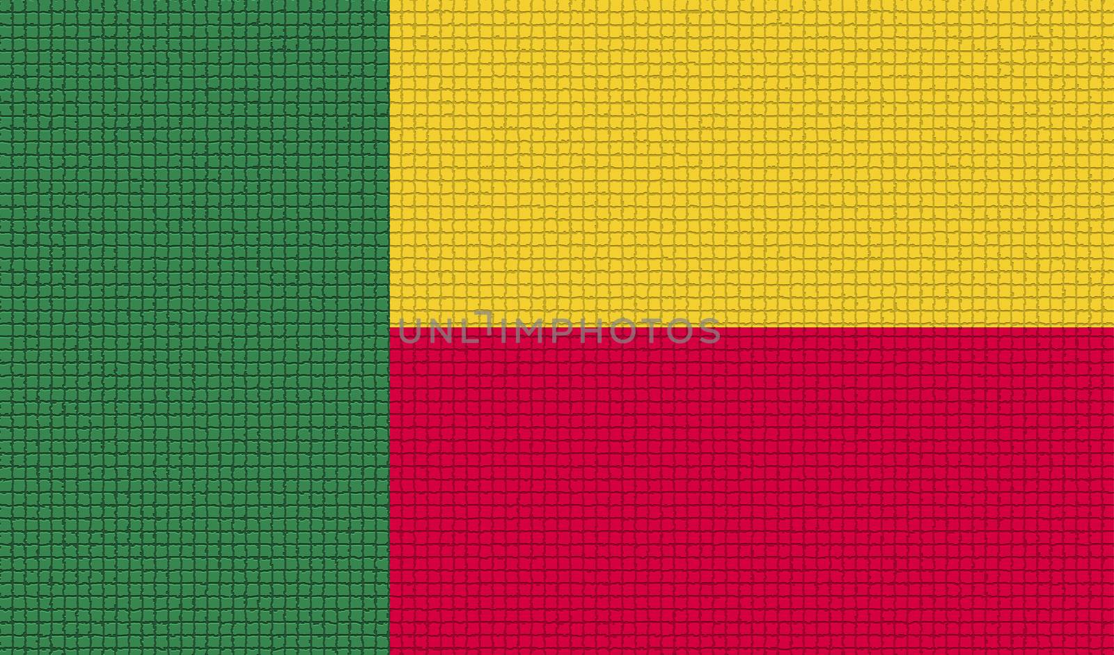 Flags of Benin with abstract textures. Rasterized version