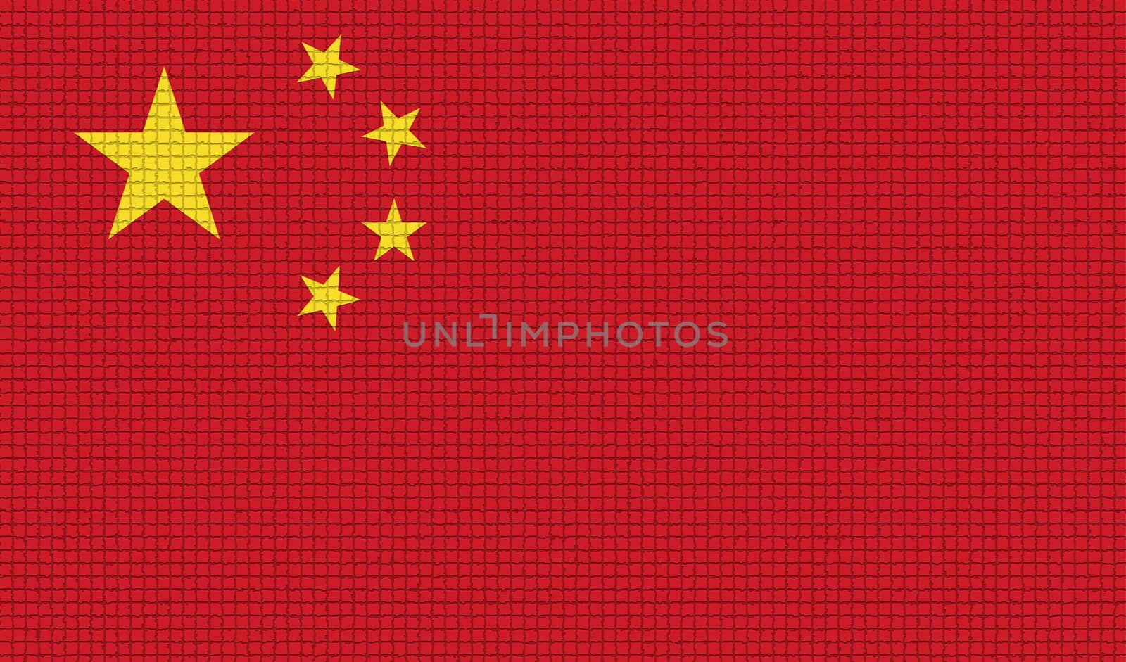 Flags of China with abstract textures. Rasterized version
