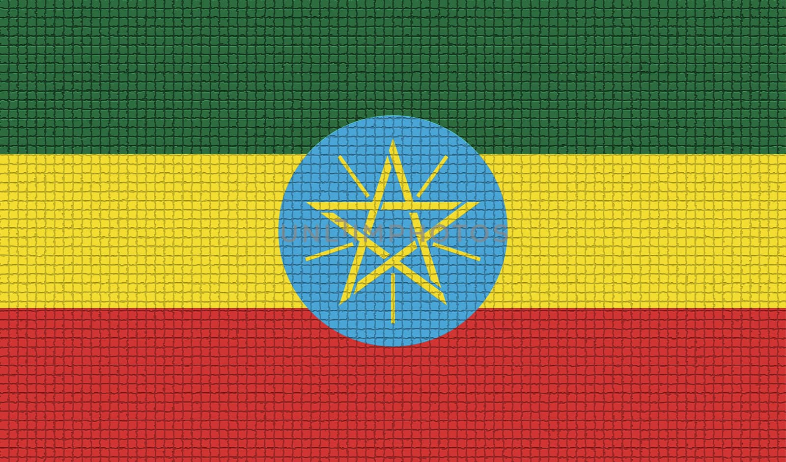 Flags of Ethiopia with abstract textures. Rasterized version