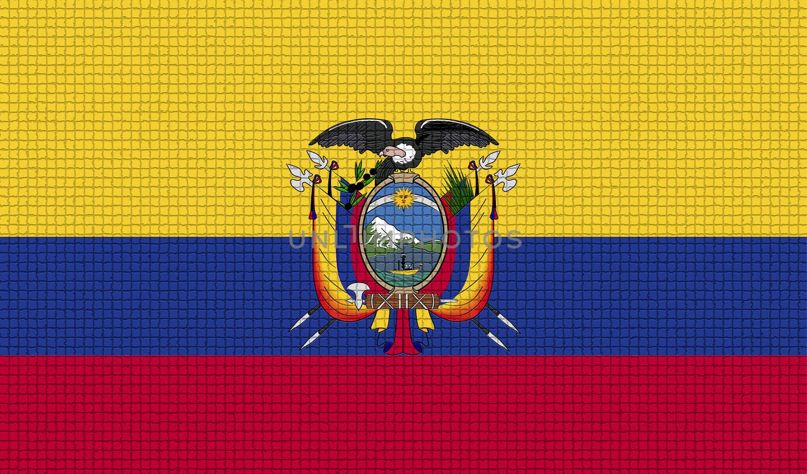 Flags of Ecuador with abstract textures. Rasterized version